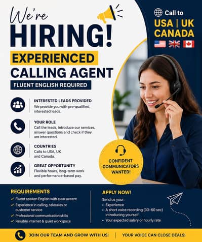 We’re Hiring – Experienced Calling Agent