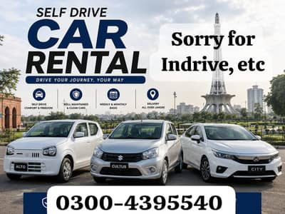 Self drive car rental/ rent a car without  drive/ Alto/ City/ Cultus/