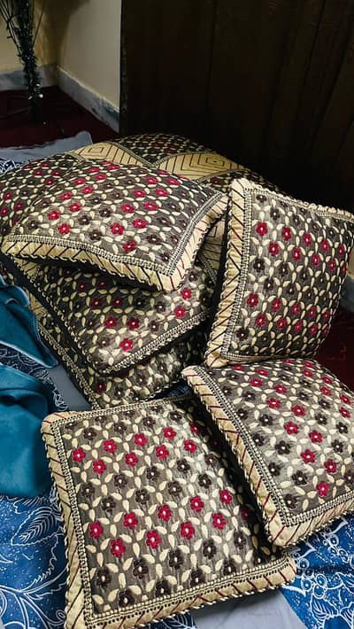 Beautiful Embroidered Sofa Cushions Set-6 pieces