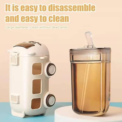 School Bus Design Kids Water Bottle With Strap free delivery
