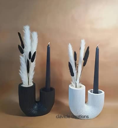 2pc Candle holder / boho theme u shaped mini vase