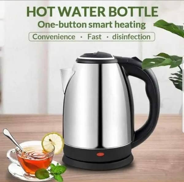 Electric Kettle – stainless steel body, 2.0 L capacity, 1500 W, auto heat, cordless with 360° base