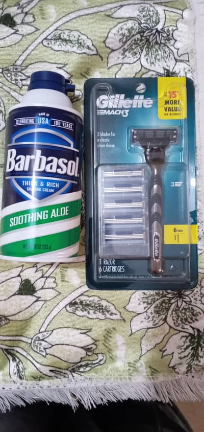 Gillette MACH3 Razor + 6 Cartridges - Barbasol Shaving Cream FREE