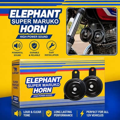 High Sound Elephant Horn for Cars & Bikes | 12V Electric Air Horn
