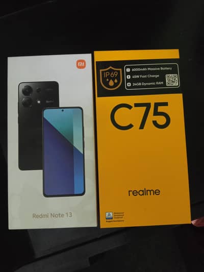 Realme C75 and Redmi Note 13 Box for sale