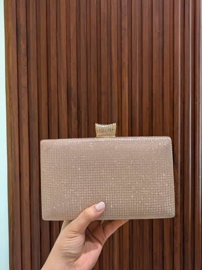 Champagne Gold Rhinestone Box Clutch