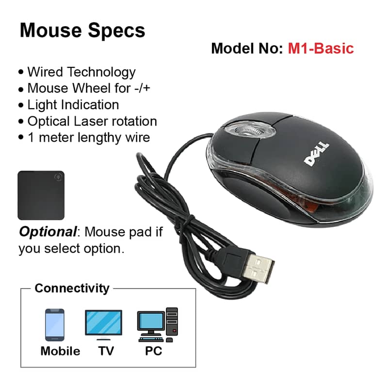 Computer Mouse wired , Optical laser technology 1