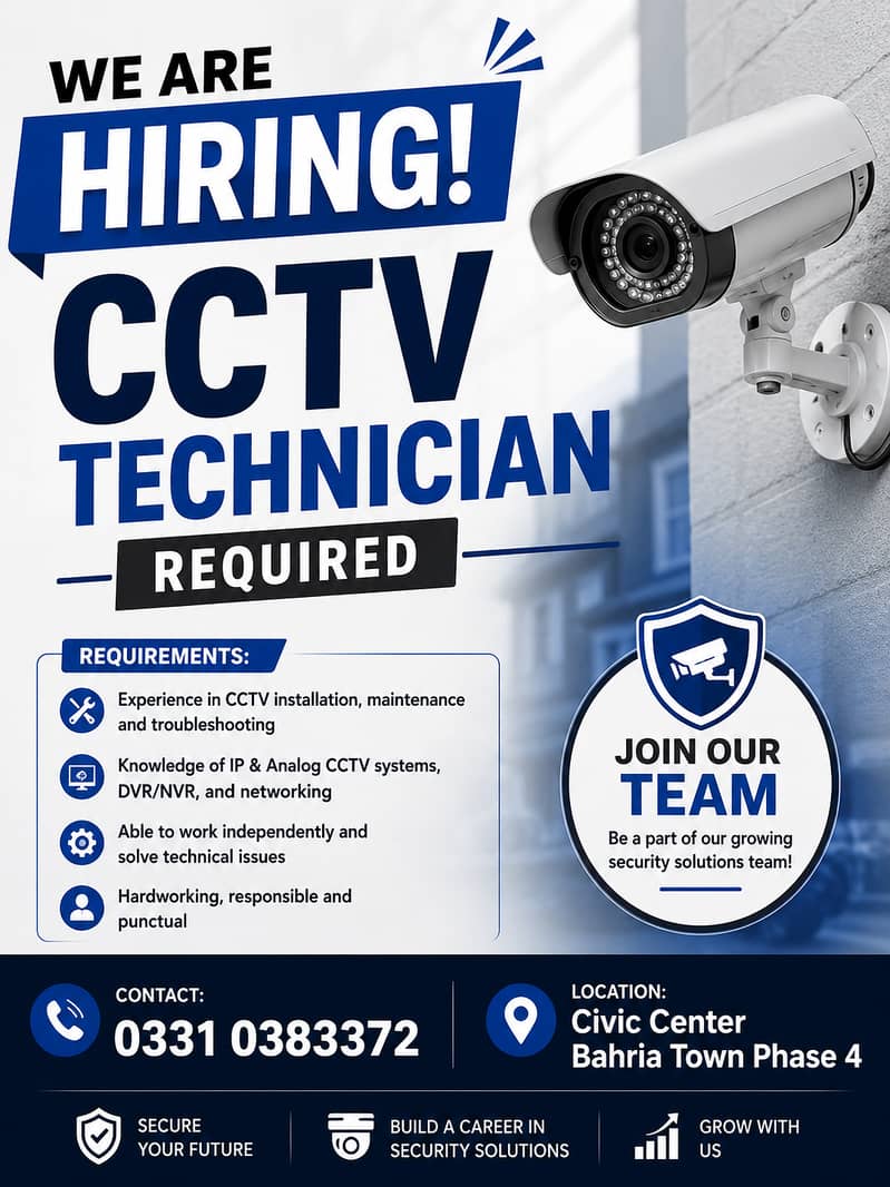 CCTV Technicain Required 0
