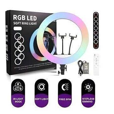 MJ45 18-Inch RGB LED Ring Light with 3 Phone Holders for TikTok, YouTube & Live Streaming