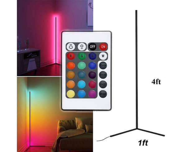 Smart RGB Corner Lamp LED Floor Light with Remote Control Ambient Mood Lighting for Home Decor
