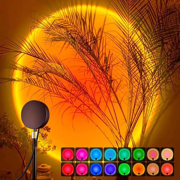 Sunset Lamp Projector: 16-Color Sunset Light with Remote Control, Adjustable Angle for Bedroom, Living Room, Office