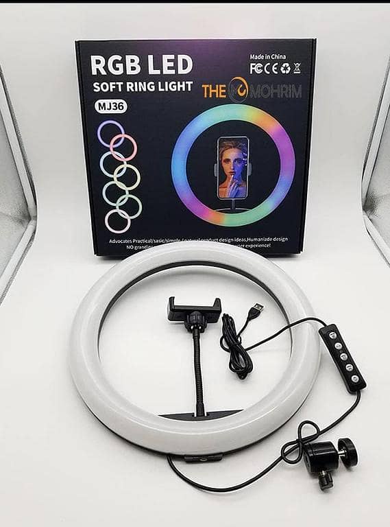 MJ-36 RGB Ring Light: Dimmable LED Studio Light for Makeup, Selfies, Live Streams and Video
