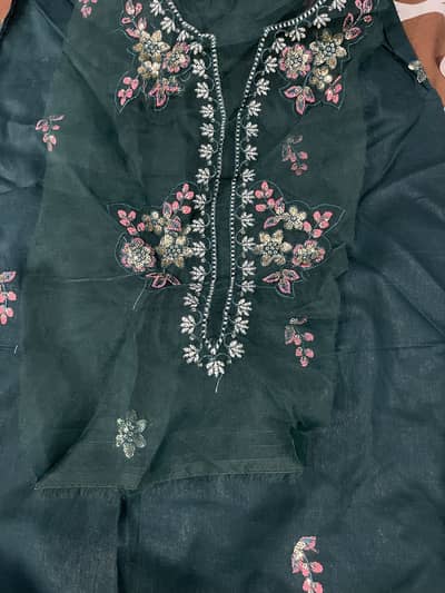 2 piece lawn dress with embroidery patches