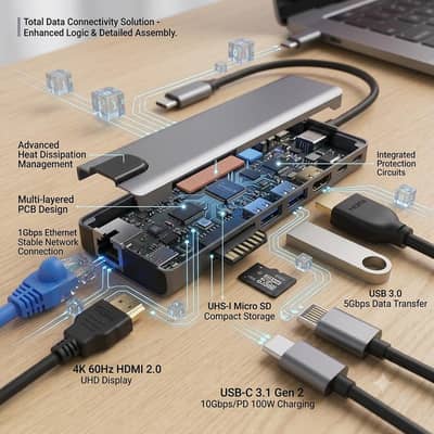 Premium 8-in-1 USB-C Multi-Functional Hub & Docking Station