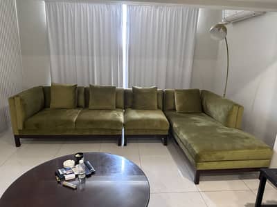 Elegant Olive Green L-Shaped Sofa for Sale