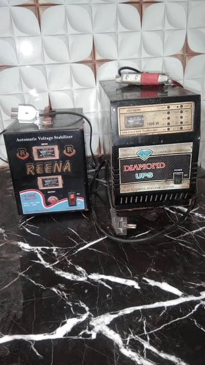 Diamond 1200W UPS and Reena 4000W Stabilizer SetFor Sale in Zafar town