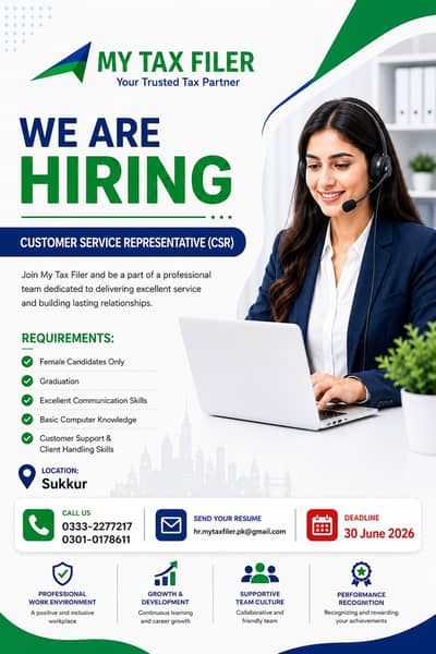 Customer Sale Representative required, (Females only)