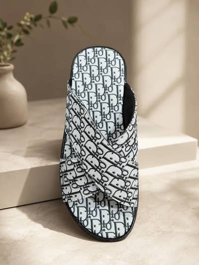 Urban Signature Comfort Slide | Men's Premium Monogram Open-Toe Casual
