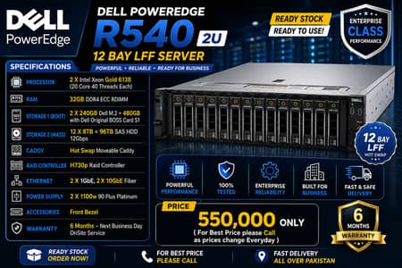 Dell Poweredge R540 12 Bay LFF NAS Storage Server 6138 32Gb ram 96TB
