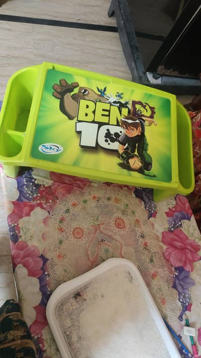 kids study table with storage and cartoon design