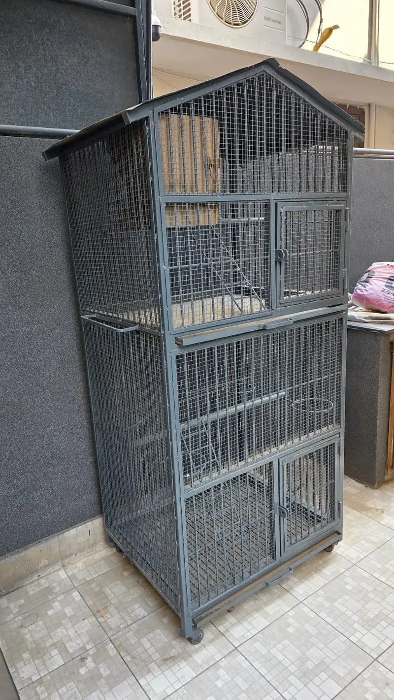Heavy Duty Pure Iron Bird & Pet Cage 2 Compartments Strong Iron Build — photo 9