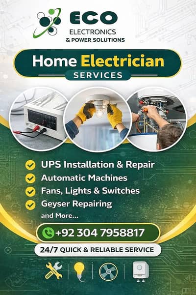 Electrician services, house wiring services, UPS wiring, solar wiring