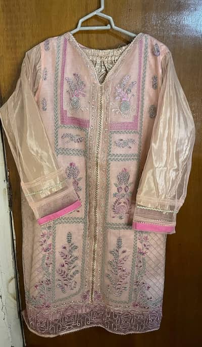 2pc net organza shirt with trouser