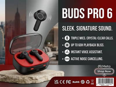 Buds Pro 6 – Brand New Packed | ANC/ENC | Up to 60H Playback