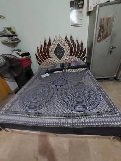 bed with side table