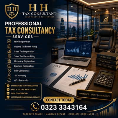 Sales Tax, Income Tax Return, Tax Consultant, FBR, Tax Filer, NTN,SECP