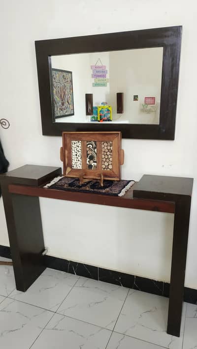 Dark wood Console Table with Matching Mirror