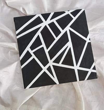 Black and white abstract wall Art canva painting [handmade]