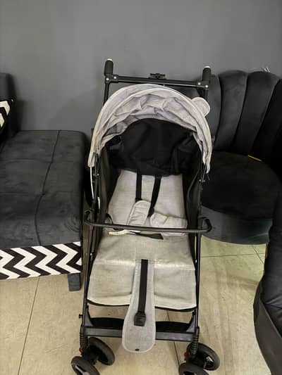 Grey and black stroller
