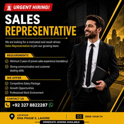Urgent Hiring – Sales Representative (Lahore)