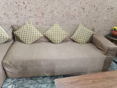 L Shaped Sofa with cover & cushions.