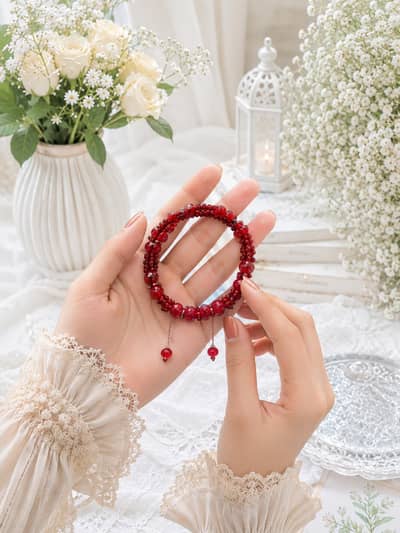 Handmade 3 strand beaded bracelet , stylish fashion jewellery for girl