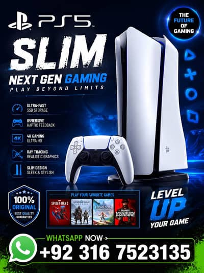 PS5 Slim Disc Edition 1TB Gaming Console –