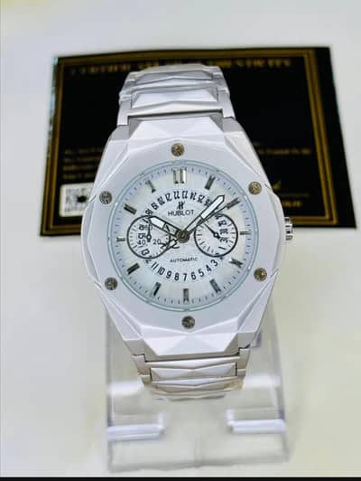men watch with silver color