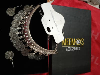 coin necklace set and earrings
