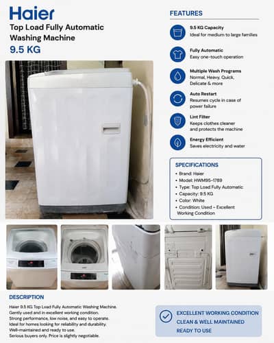 Haier 9.5 KG Fully Automatic Washing