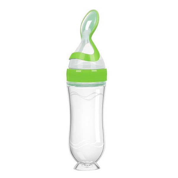 Baby Spoon Feeder: Silicone Squeezable Bottle for Infant Cereal, Purees and Food Supplements