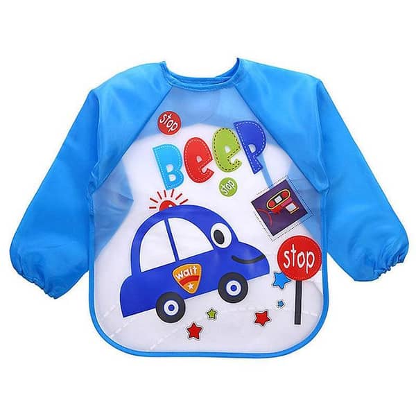Waterproof Baby Bib with Long Sleeves - Cartoon Animal Design Waterproof Baby Bib