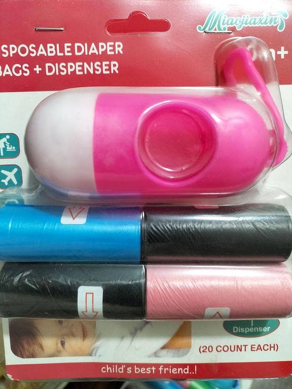 Disposable Diapers Bag Dispenser and Separate Rolls. Baby Diapers Bags With Holder and only bags