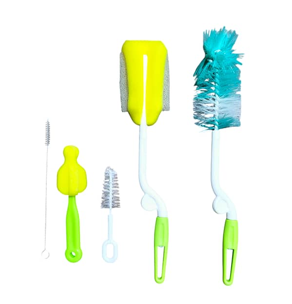minitree 5Pcs Baby Bottle Brush Nipple Feeder Cleaner Bottle Brush 360 Degree Rotation Baby Pacifier Cup Nipple Cleaning Brushes Set Handheld Soft Head Food Grade Watering