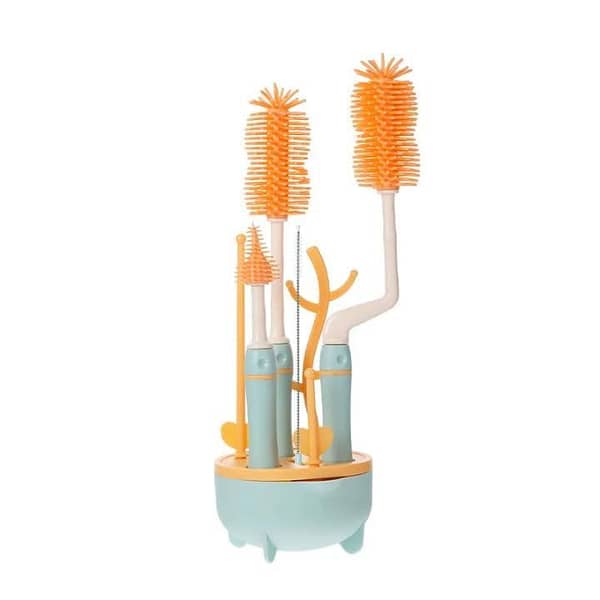 Premium Baby Bottle Cleaning Set with Silicone Brush and Nipple Brush - BPA Free, Safe for Baby (Brand/model preserved)