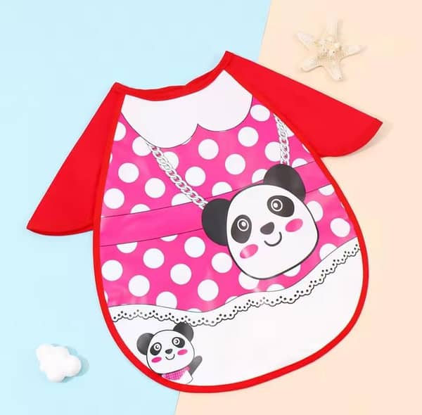 Waterproof Baby Toddler Sleeve Eating Smock Feeding Bib Cartoon Apron Pocket Kids Bandana Bibs Infant Self Feeding Clothes
