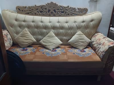 Luxury wooden carved 3 seater sofa