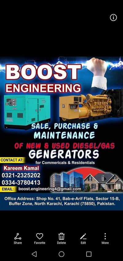 All kind of Diesel, perol and Gas Generators