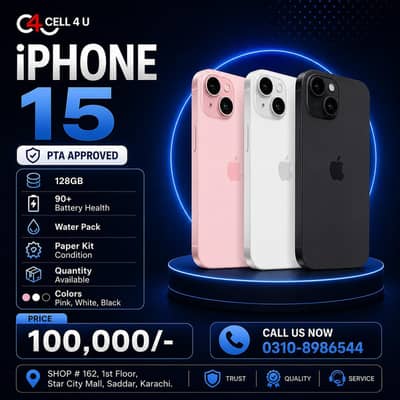 iphone 15 | 128 GB | white/black/pink | battery gunien