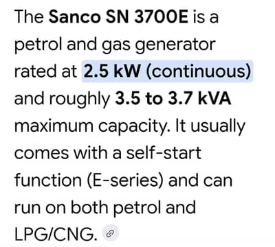 Used but in good condition sanco generator
